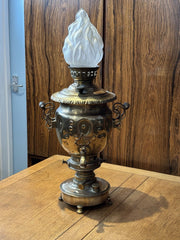 Antique Brass Oil Lamp Converted From An Old Samovar.