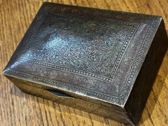 1920's Brass Cigarette Box With Engraved Decoration