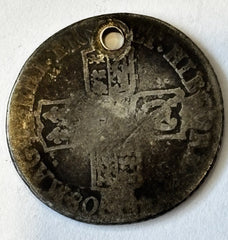 Anne Sixpence Silver Coin, Circa Early 1700's