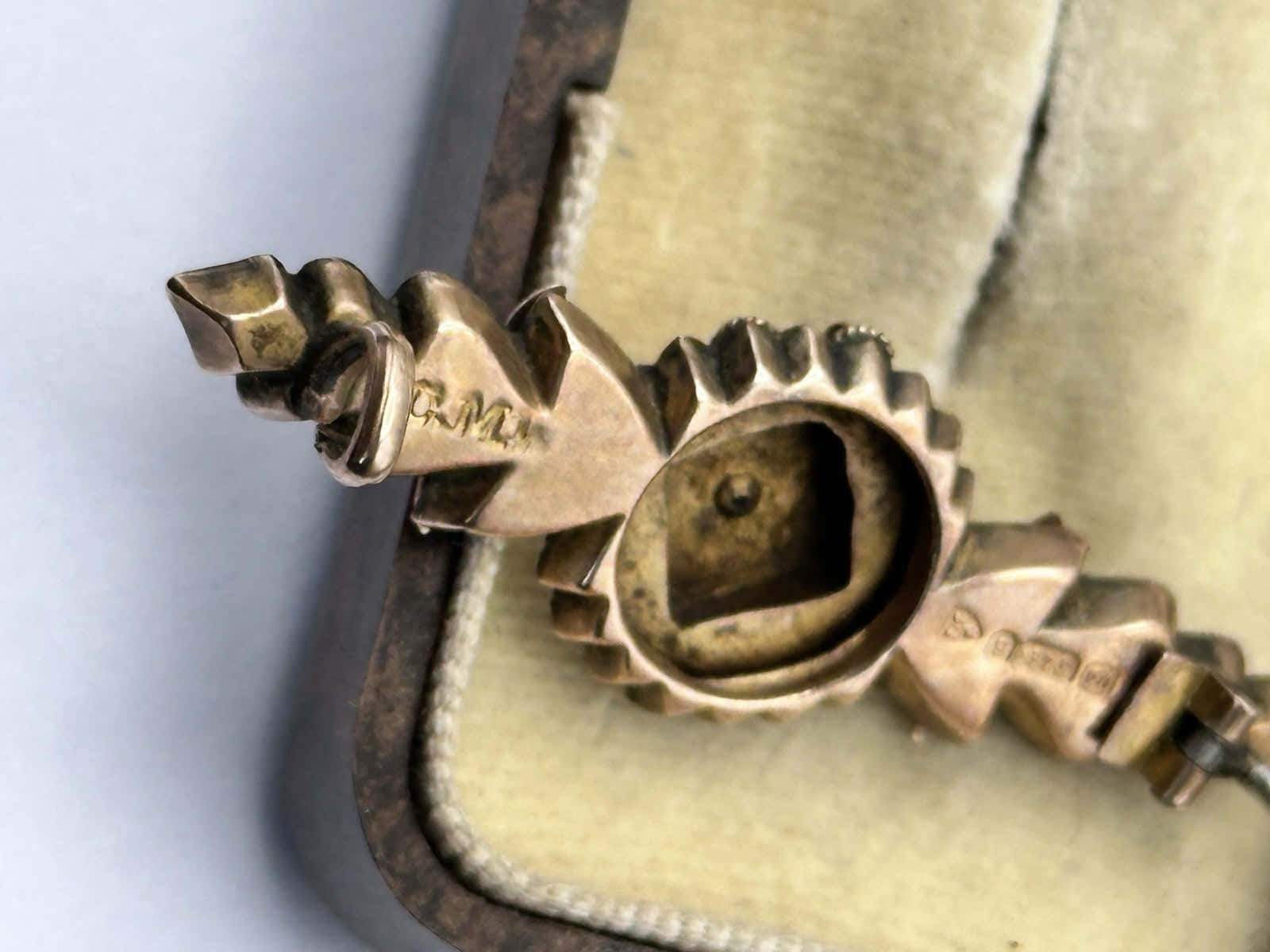 Antique Victorian 9ct Gold Diamond Brooch Boxed