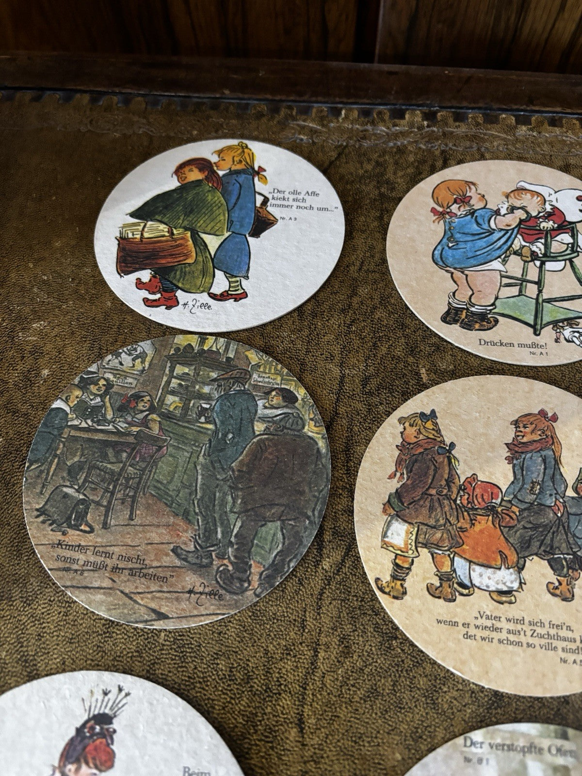 12 Vintage German Beer Coaster: HEINRICH ZILLE Cartoonist