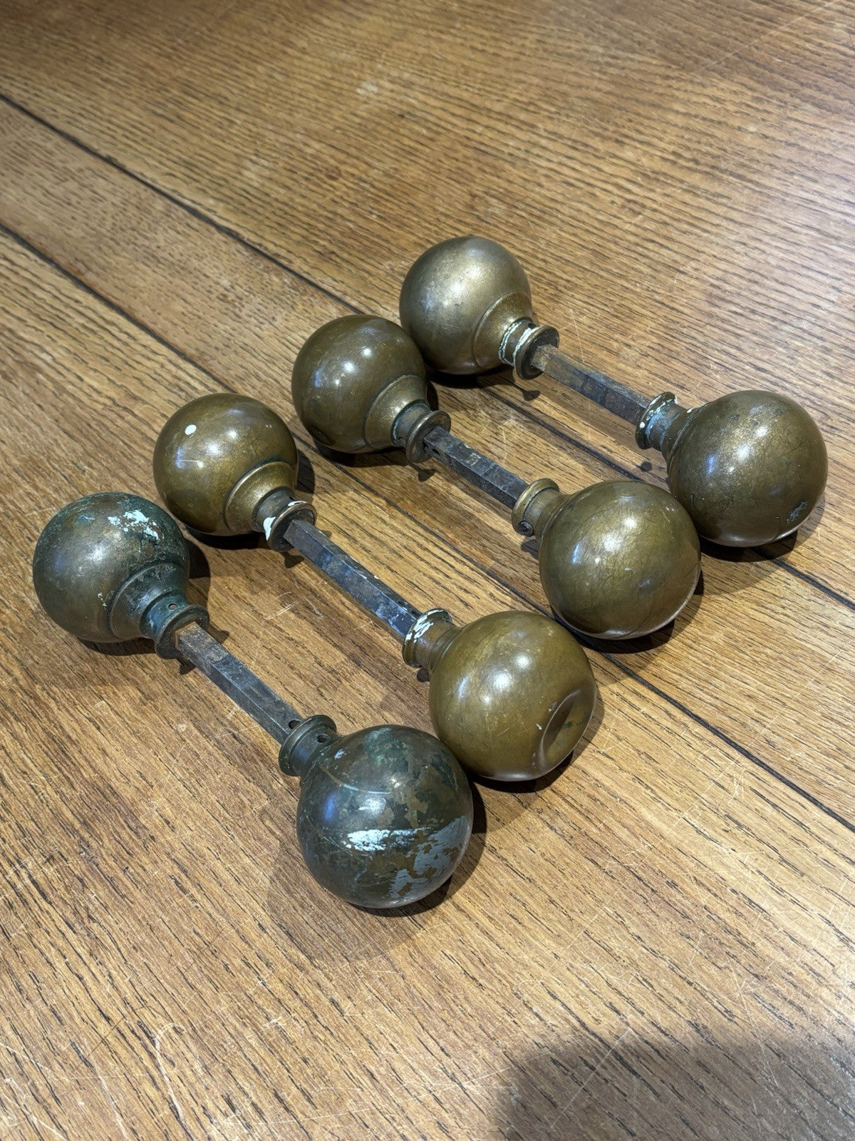 Antique Brass Door Handles- 4 Pairs