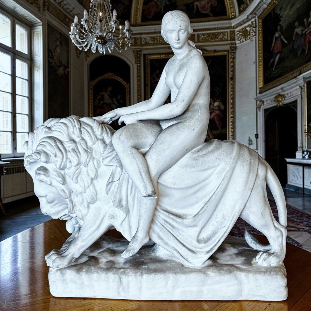 19th-century Parian porcelain figure titled "Una and the Lion Stamped John Bell