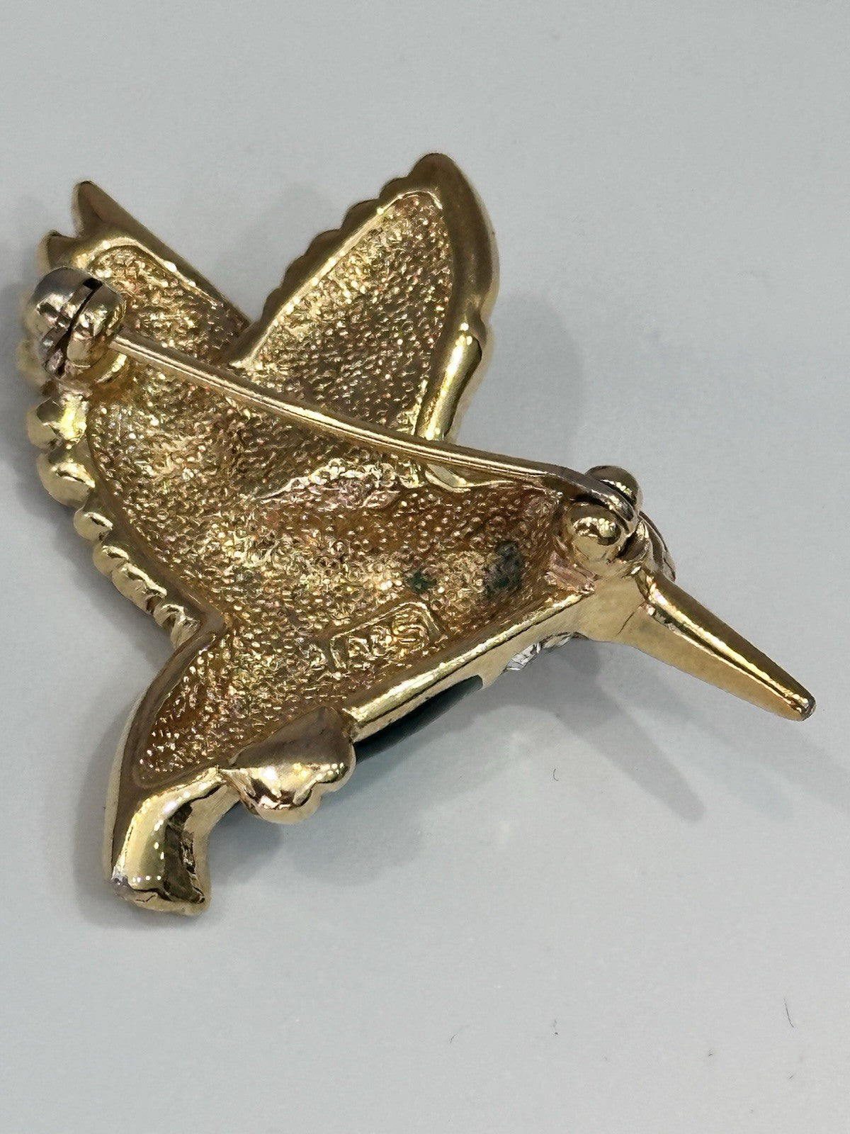 Attwood And Sawyer Gold Plated Hummingbird Enamel Brooch