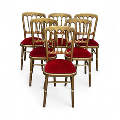 6 Cafe / Events Louis Style Gold Gilt Wooden And Upholstered Dining Chairs