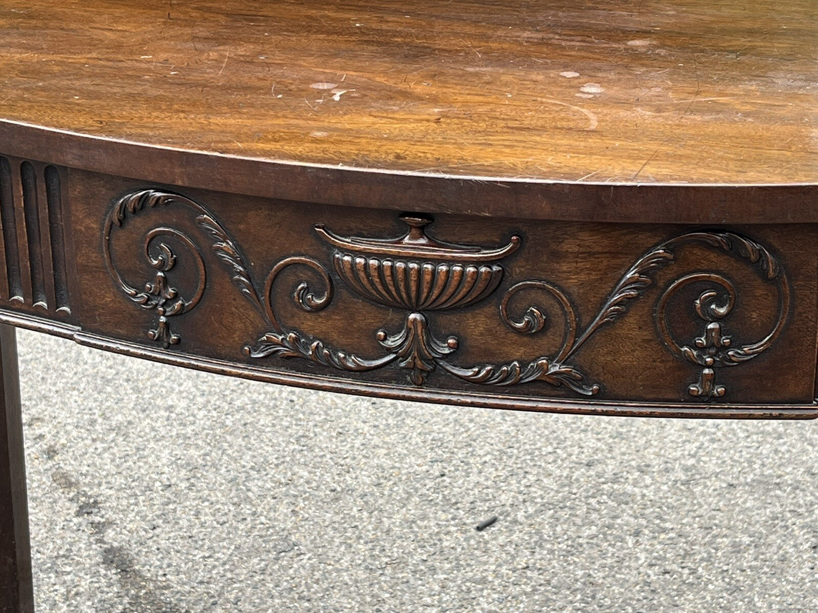 Adams Style Antique Mahogany Console Hall Table, Server. With Central Drawer.