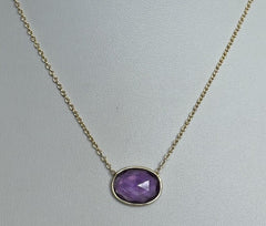 18k Gold Vermeil Plated On 925 Silver Amethyst Necklace