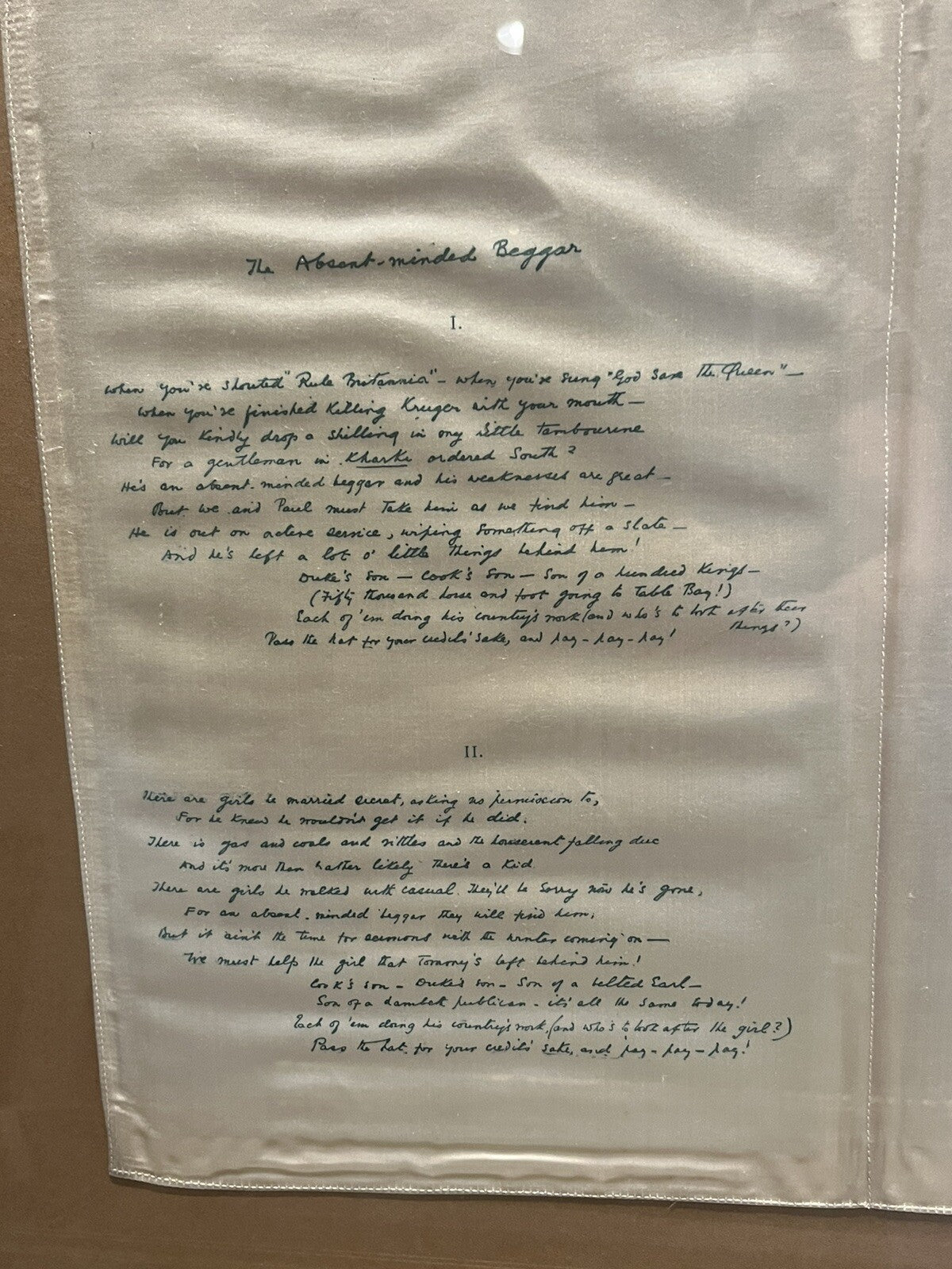 2 ORIGINAL Framed Silk Souvenir From Garrick Theatre, Rudyard Kipling 1899.