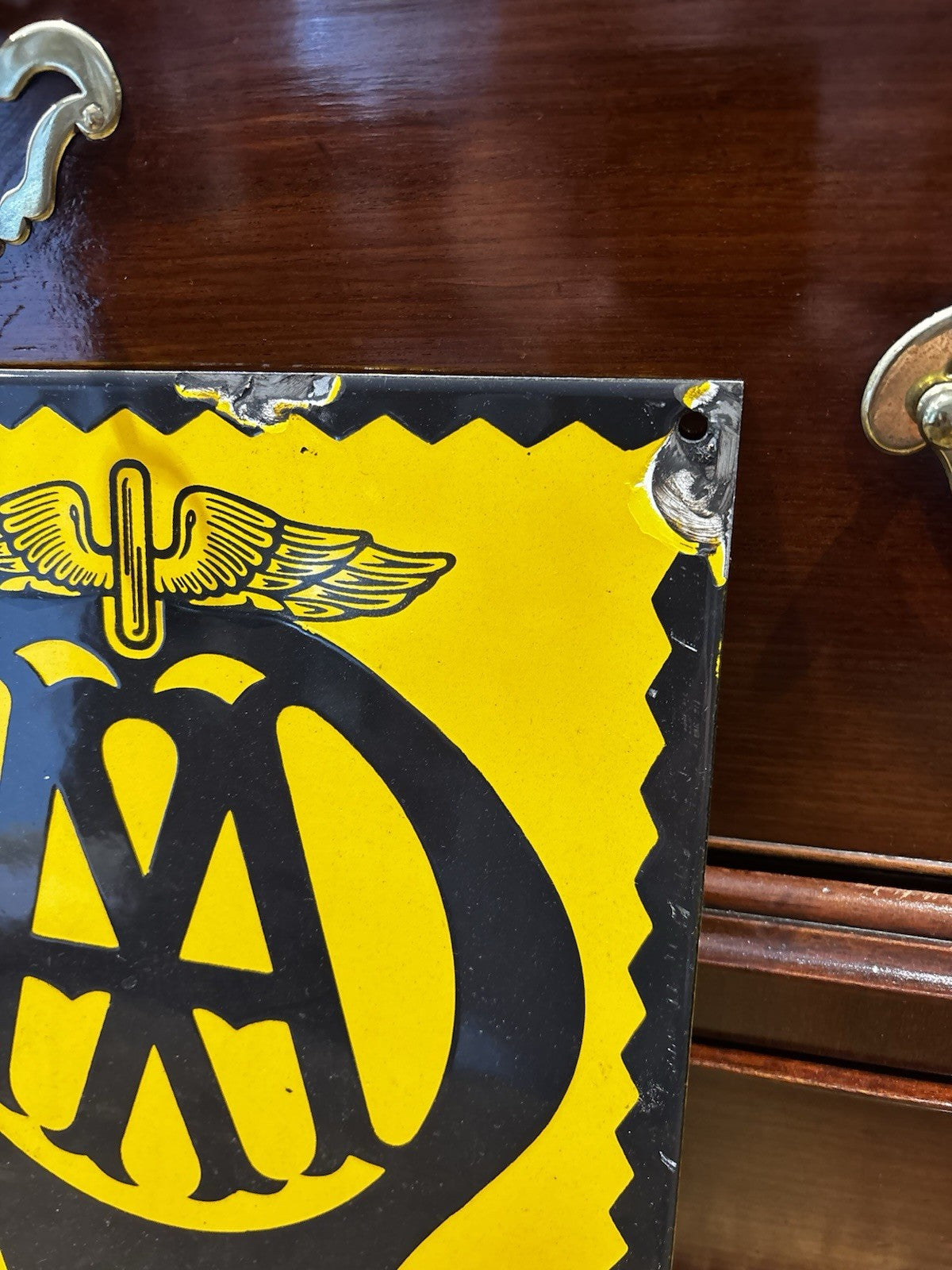 AA Garage Advertising Enamel Sign. Great Look.