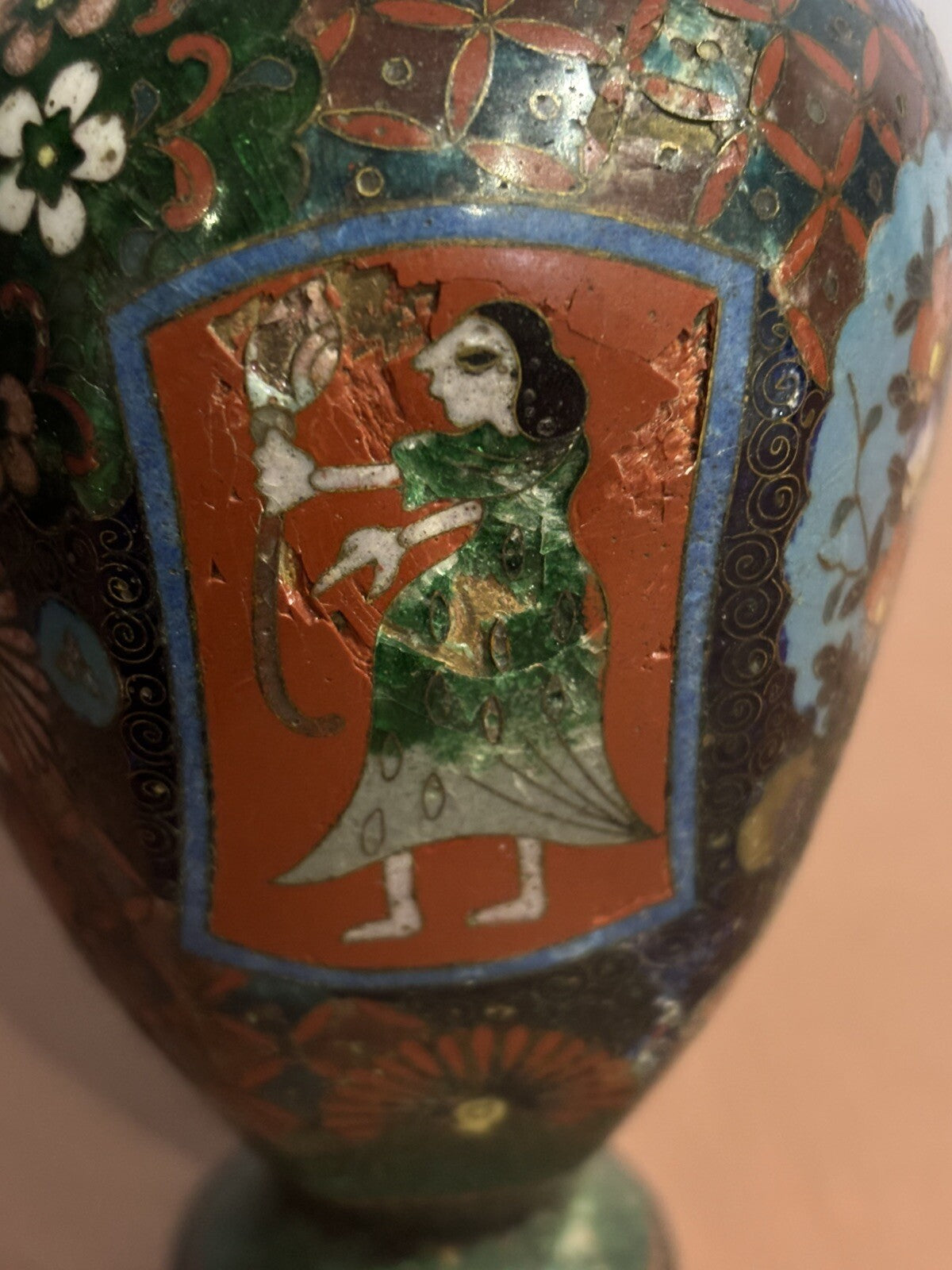Antique Cloisonné Vases. Good Quality And Highly Decorated.
