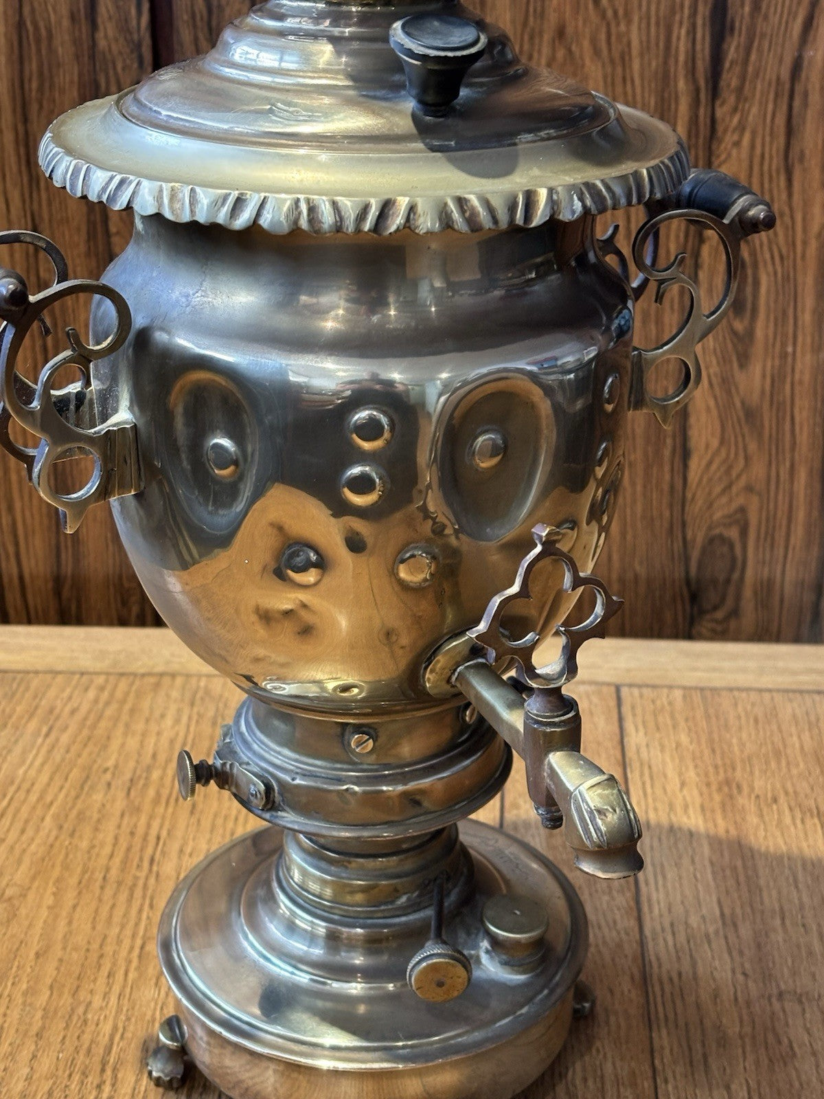 Antique Brass Oil Lamp Converted From An Old Samovar.