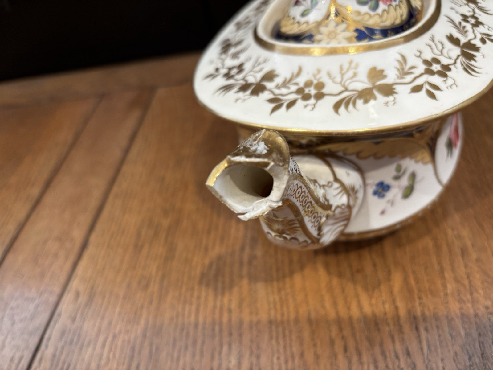 Antique Machin Highly Decorated Gilt Painted Tea Pot & Stand, Sugar & Milk Jug