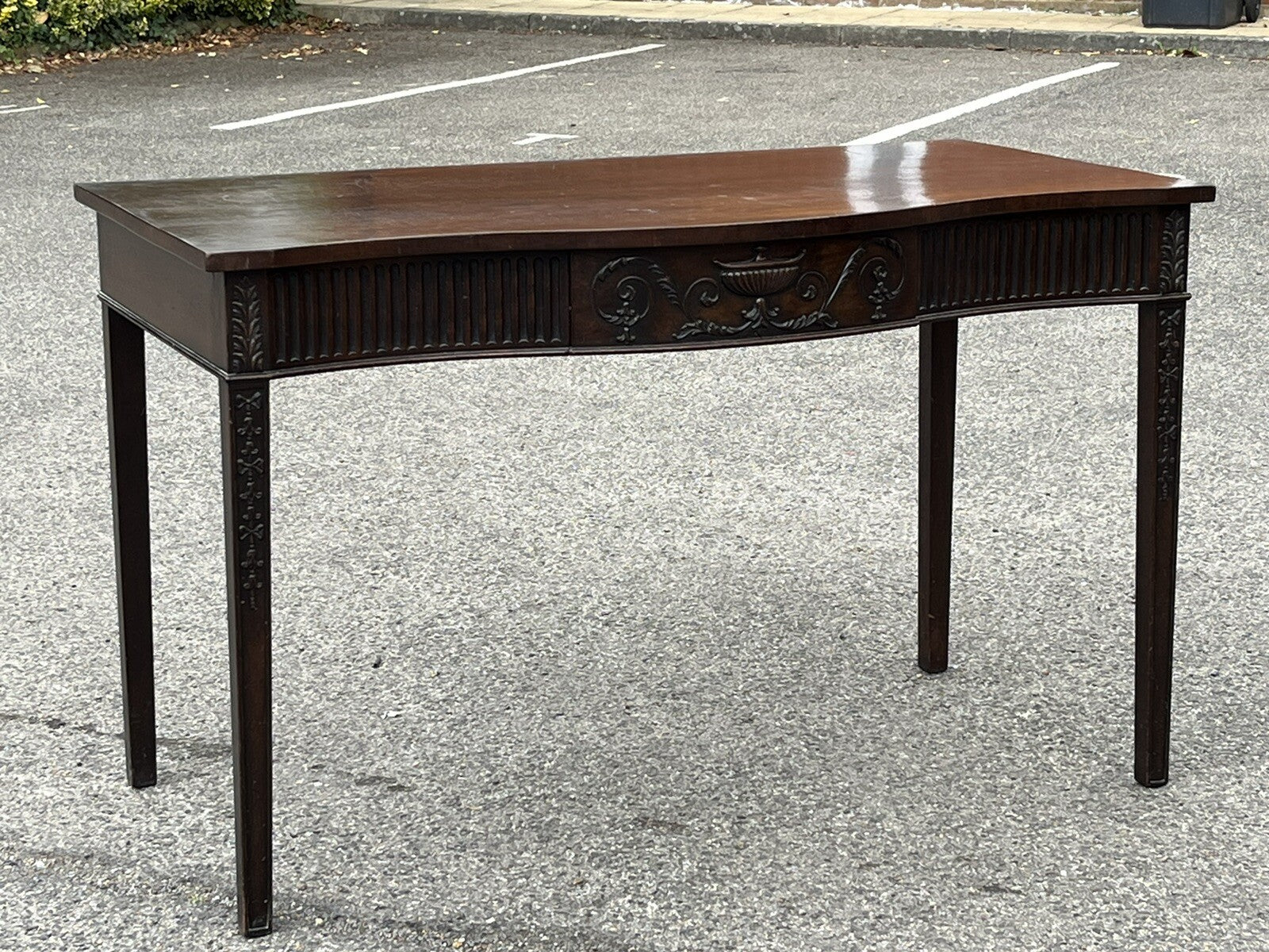 Adams Style Antique Mahogany Console Hall Table, Server. With Central Drawer.