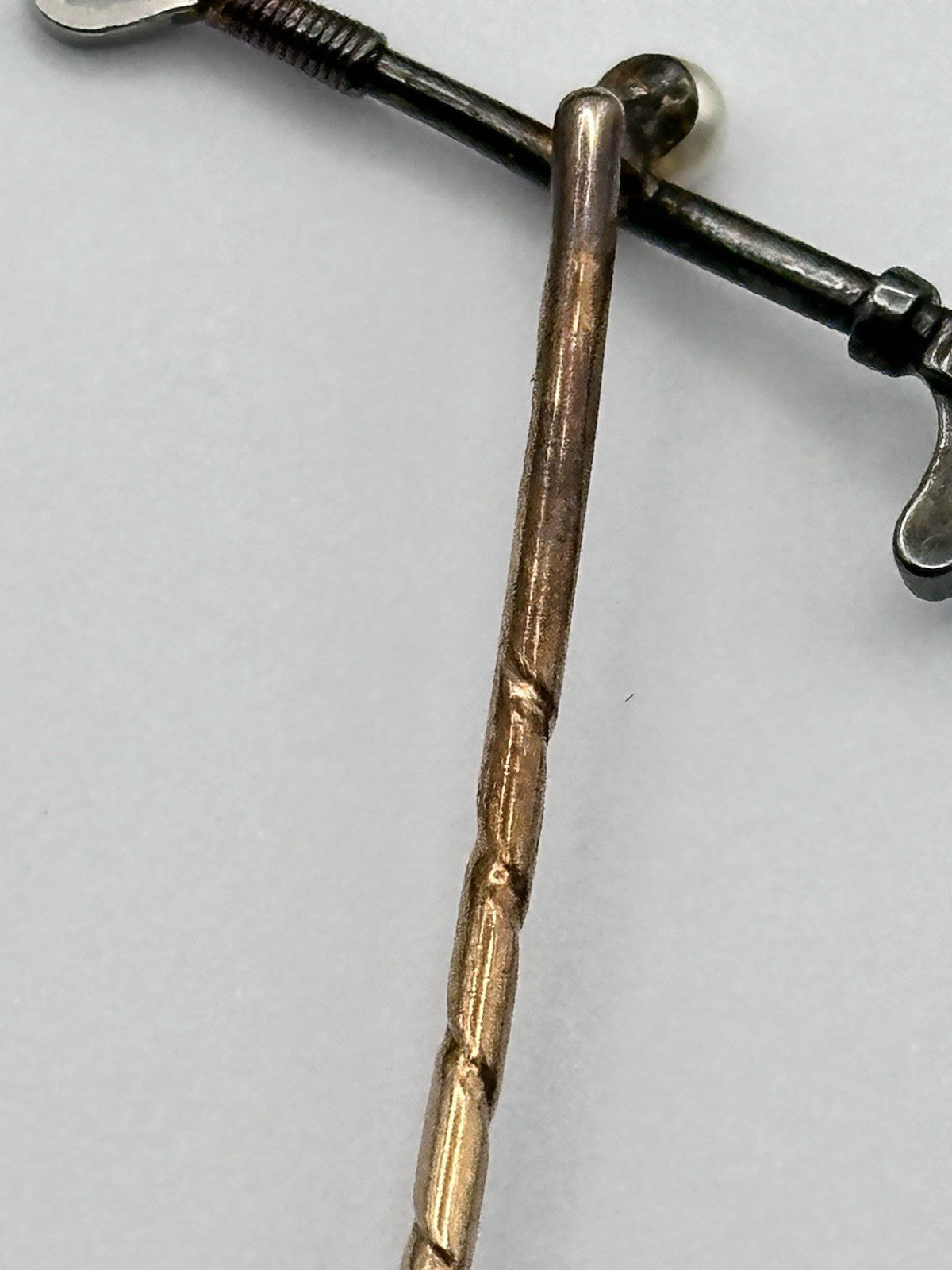 Antique 9ct Gold 15ct Gold Diamond Riding Crop On 9ct Gold Stick Pin