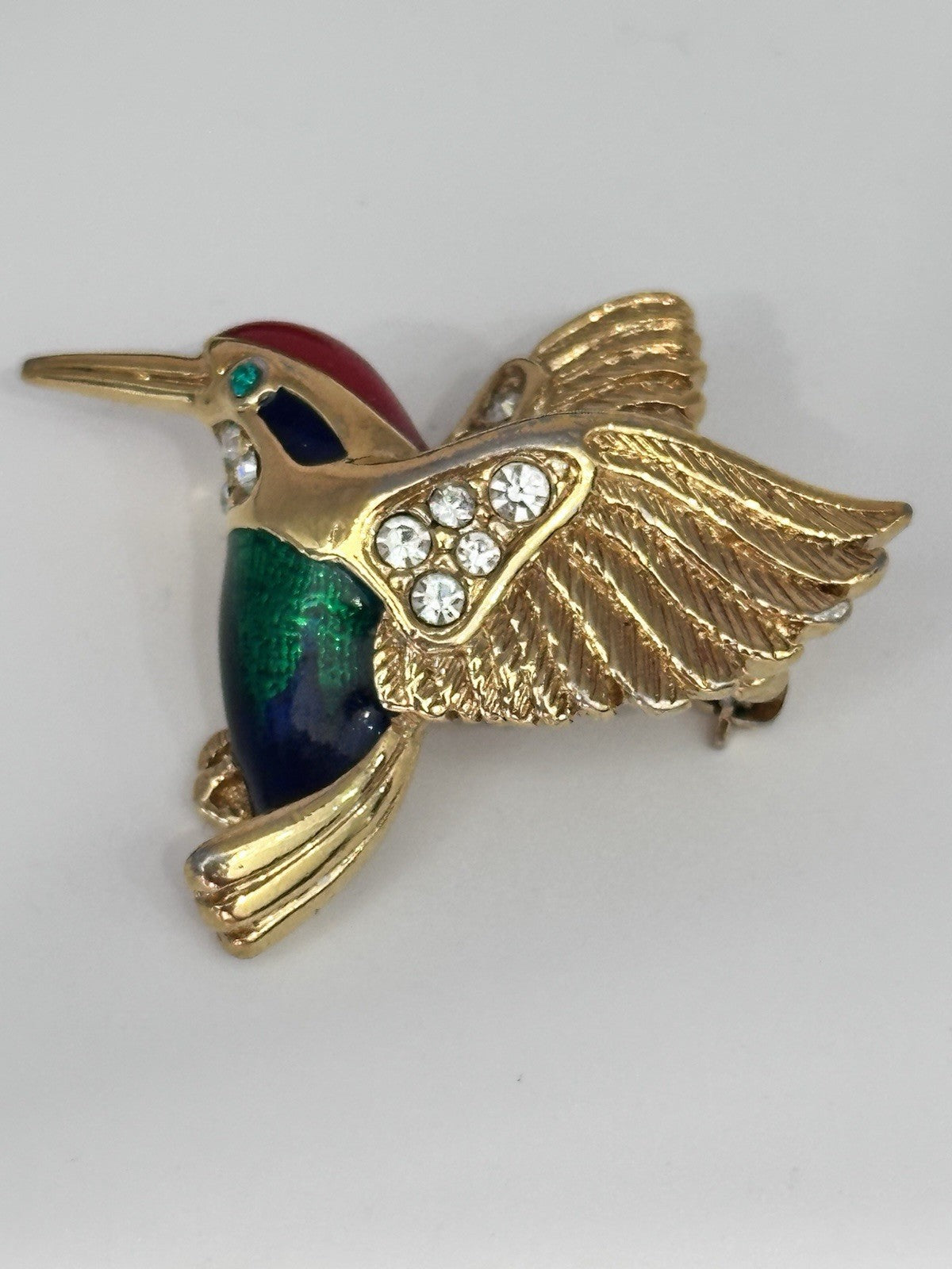 Attwood And Sawyer Gold Plated Hummingbird Enamel Brooch