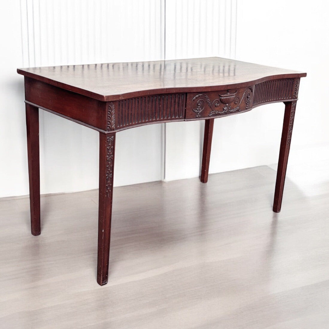 Adams Style Antique Mahogany Console Hall Table, Server. With Central Drawer.