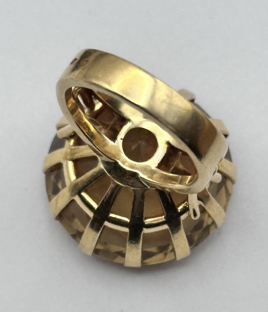 Antique French 18ct Gold Citrine Statement Ring 21.25g