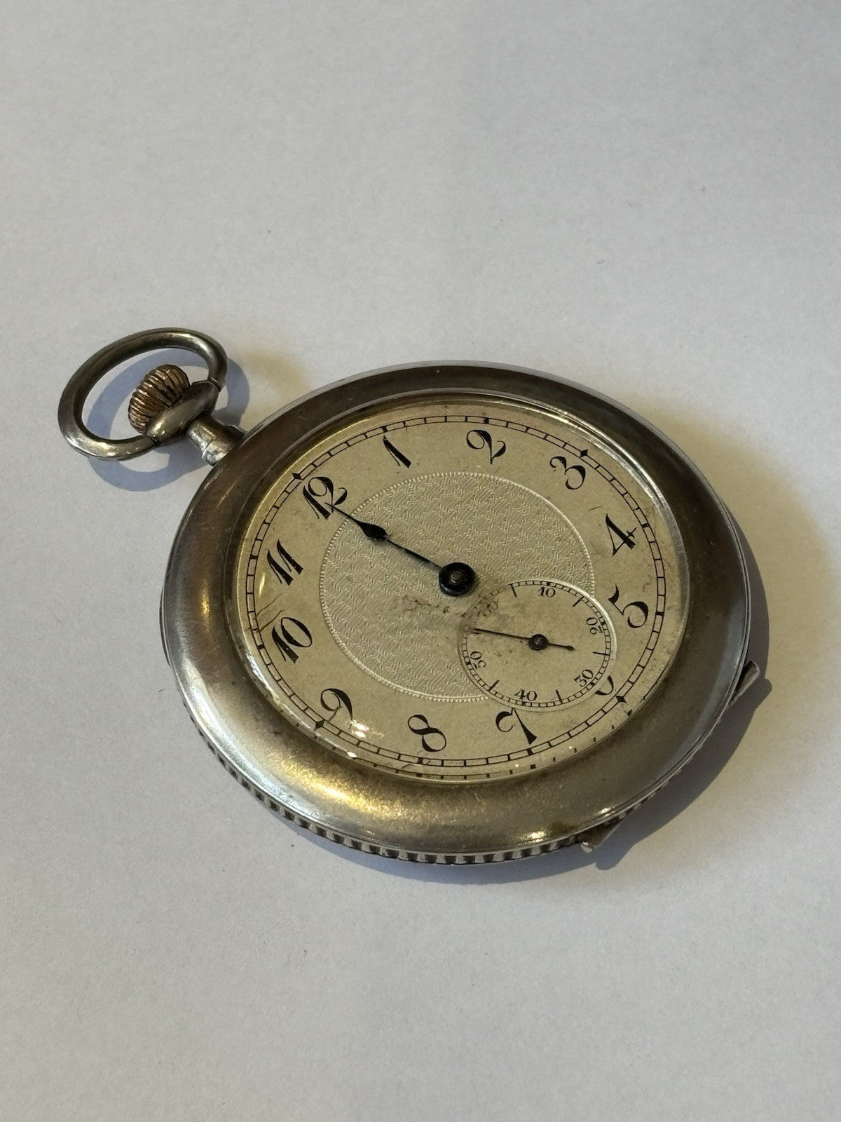 Antique Silver Pocket Watch With Boxing / Fighting Scene On Reverse