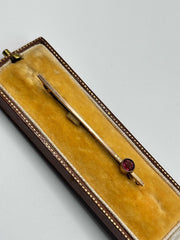 Antique 9ct Gold Garnet Bar Brooch