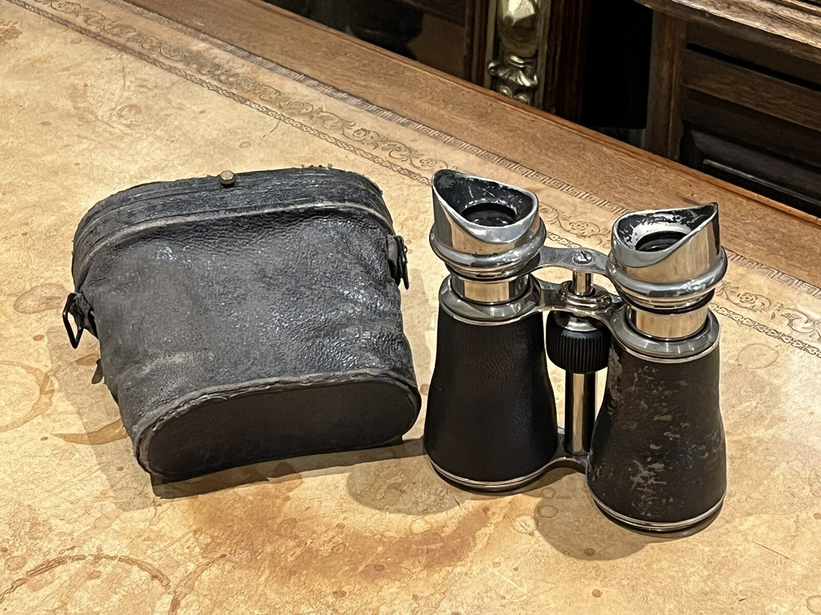 Antique Binoculars, In Original Leather Case, Superb Quality