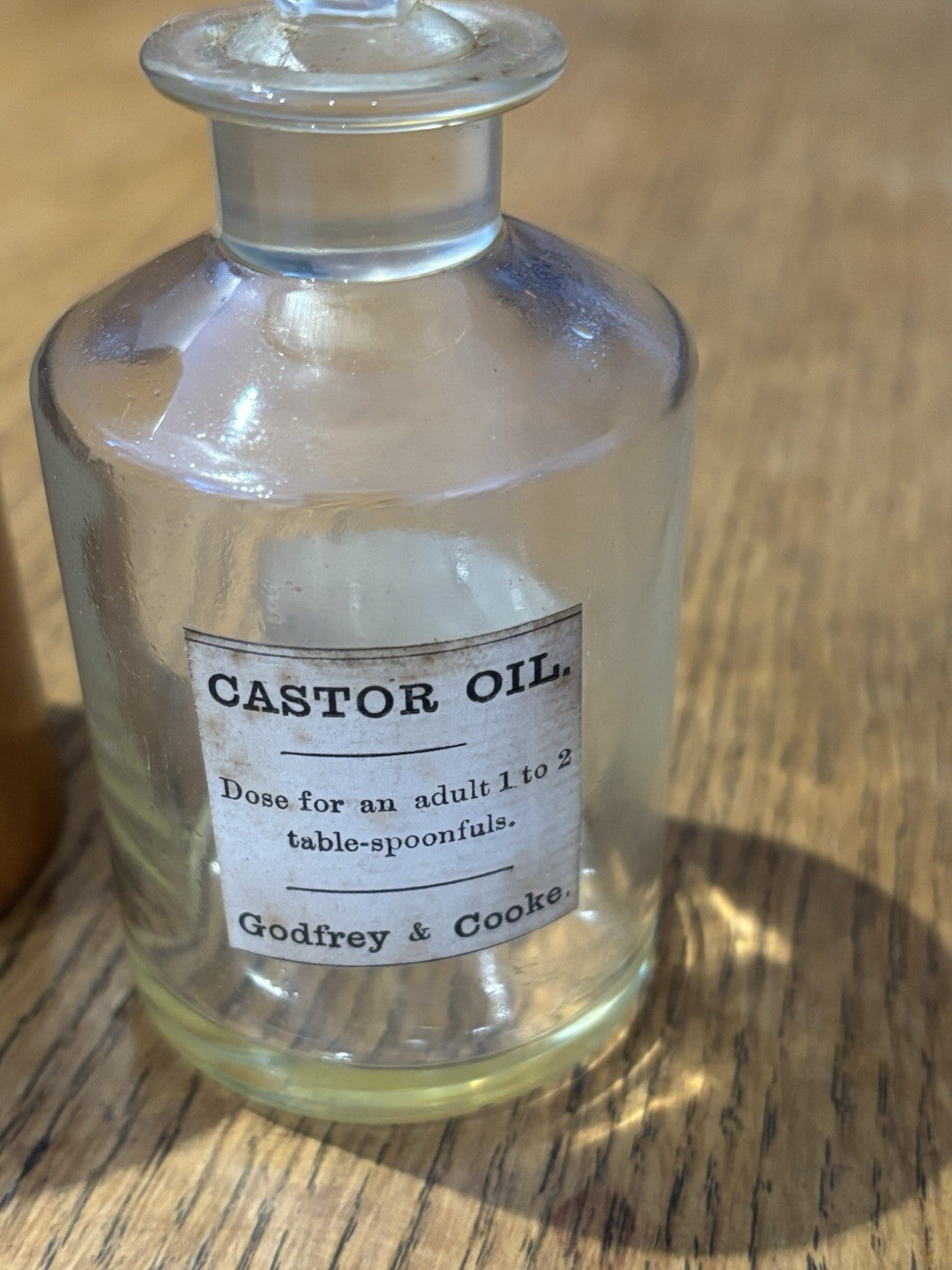 Antique Treen Castor Oil  Bottle Holder With Bottle. All Original