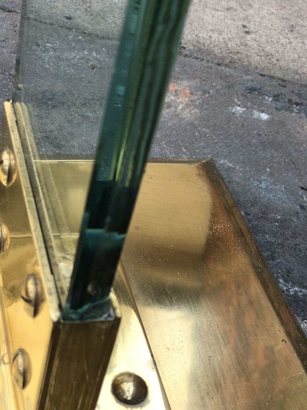 1980's Modernist Designer Glass And Brass Lamp