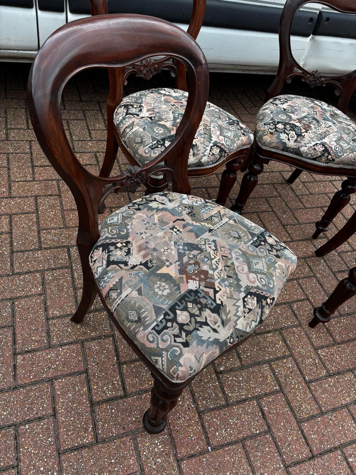 Balloon Back Set Of 4 Mahogany Dining Chairs.