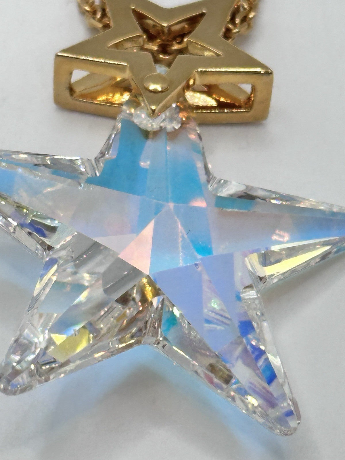 18ct Gold Plated Statement Aurora Borealis Star Necklace And Earring Set