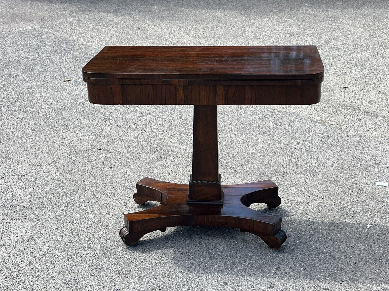 Antique Rosewood Games Table With Fold Over Lid & Card playing area