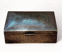 1920's Brass Cigarette Box With Engraved Decoration