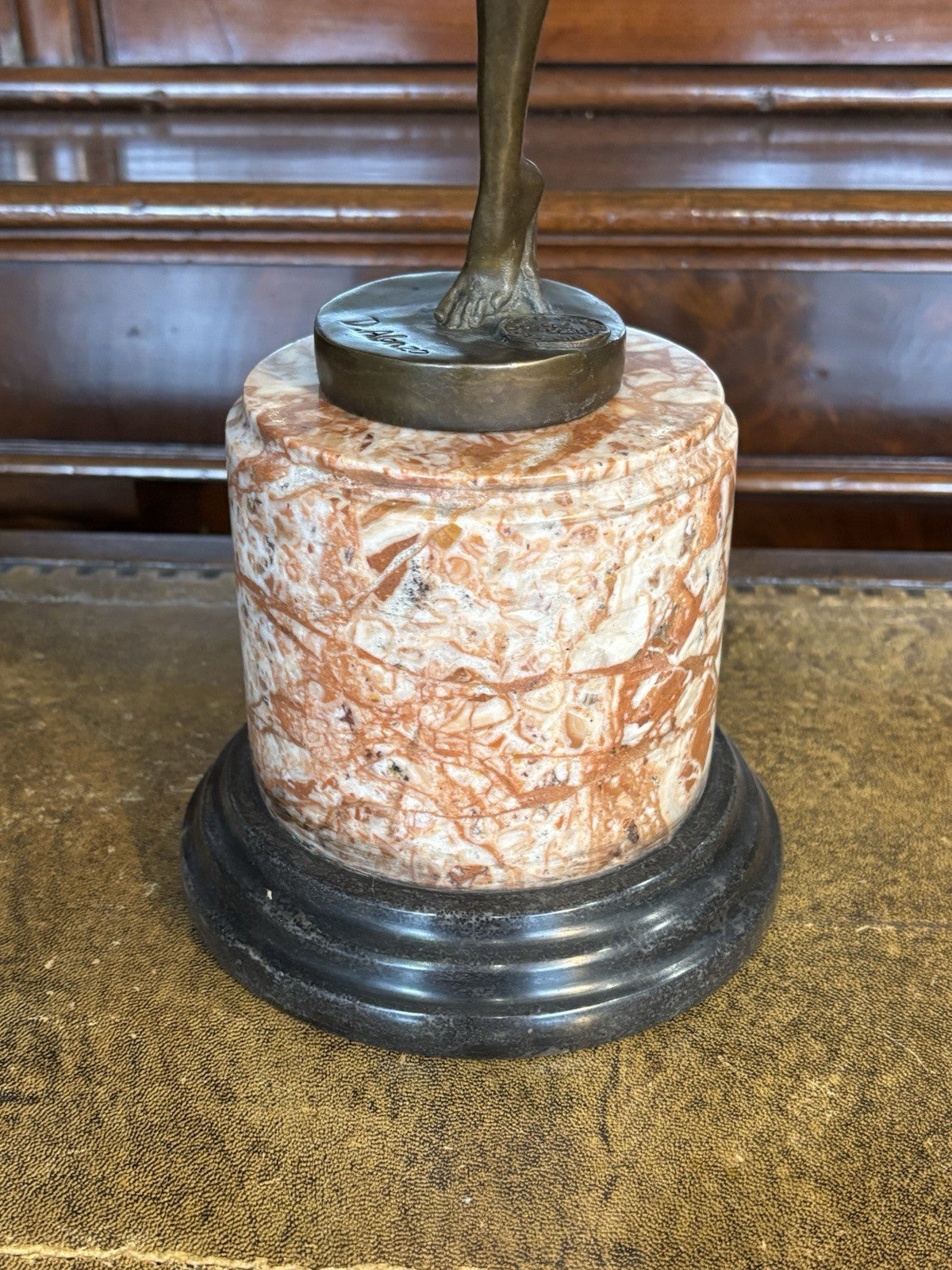 Art Deco Style Bronze & Marble Hula Hoop Figure, Impressive. 49 Cms Tall.