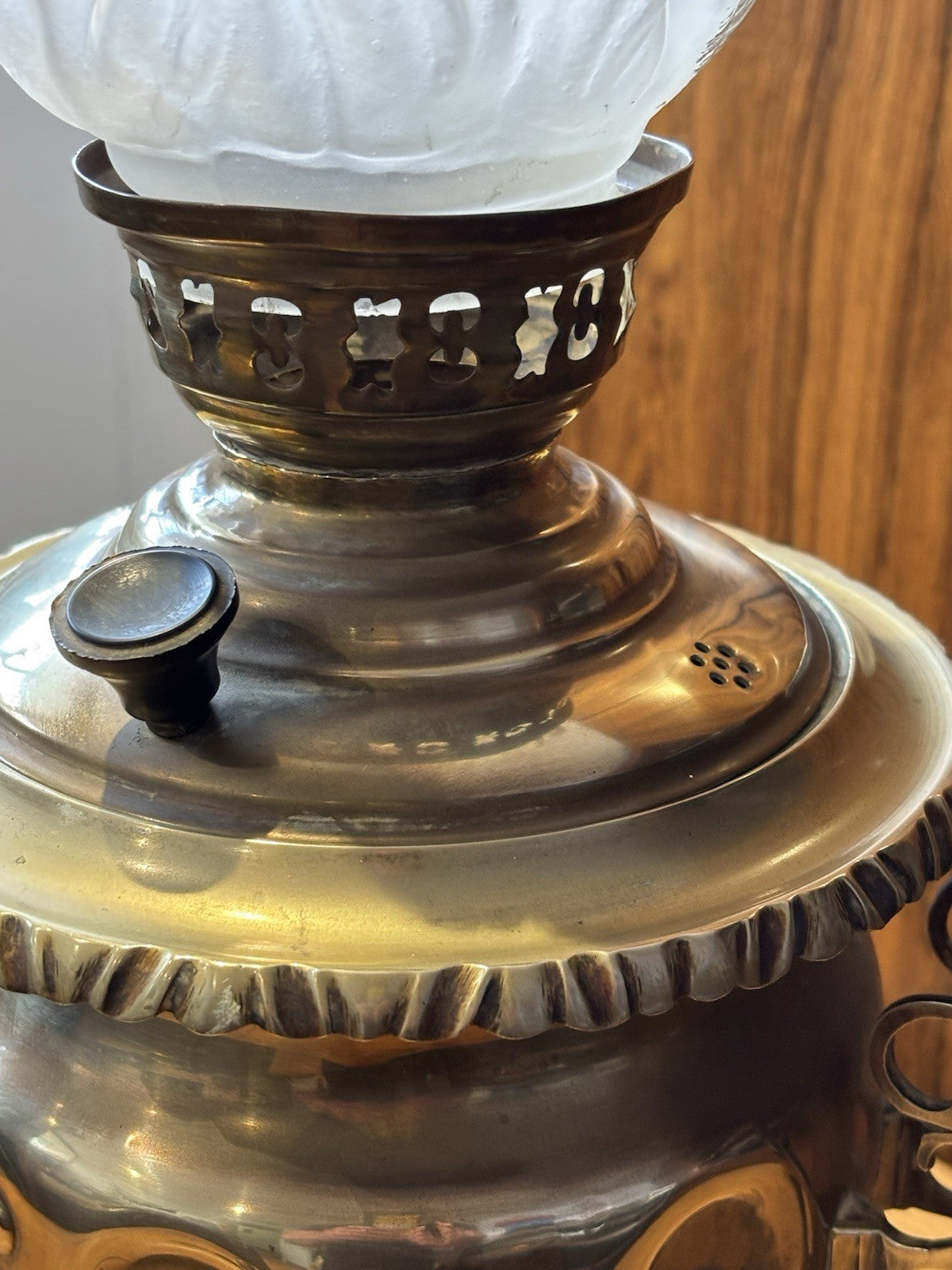 Antique Brass Oil Lamp Converted From An Old Samovar.