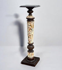 Art Nouveau stand in earthenware and ebonised wood.