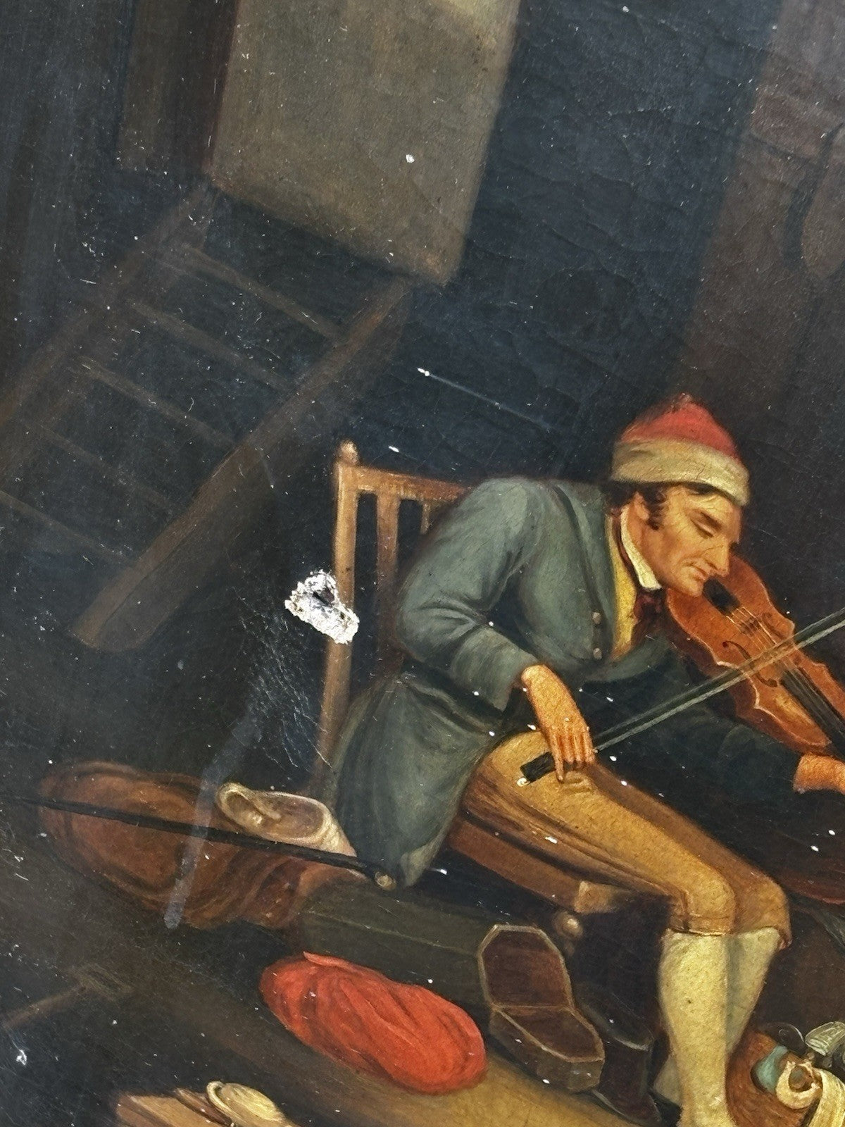 19th C Gilt Framed Rendition of “The Blind Fiddler” Original by Sir David Wilkie