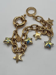 18ct Gold Plated Stars Charm Bracelet Made With Swarovski Crystal