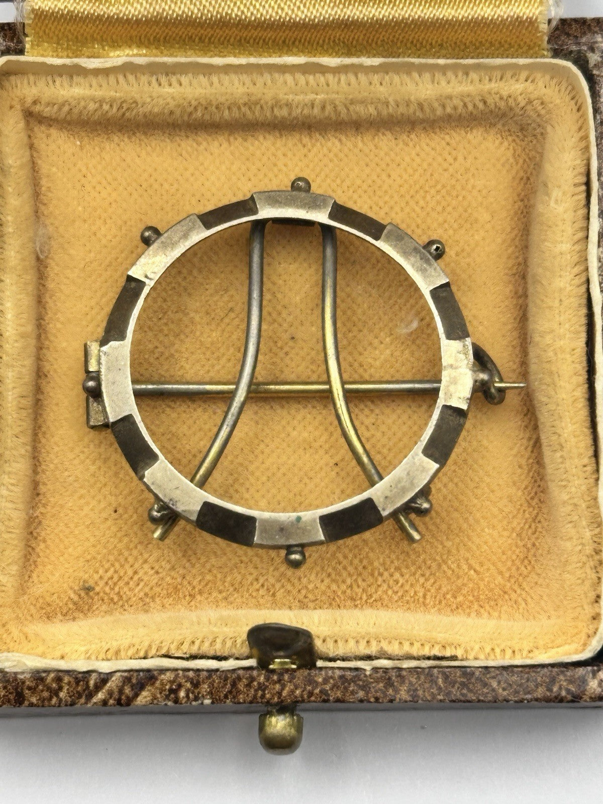 Antique Sterling Silver Gilt Miniature Frame Brooch
