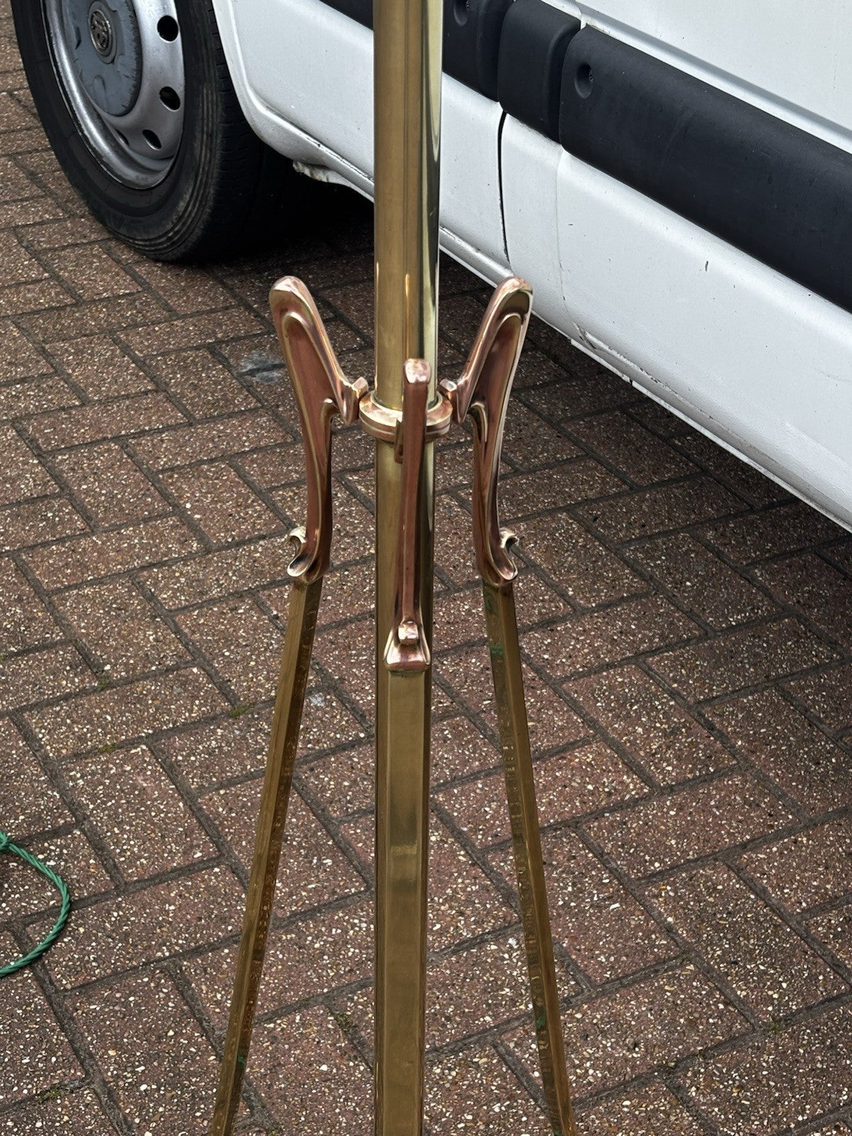 Art Noveau Brass & Copper Height Adjustable Electric Converted Oil Lamp- Superb