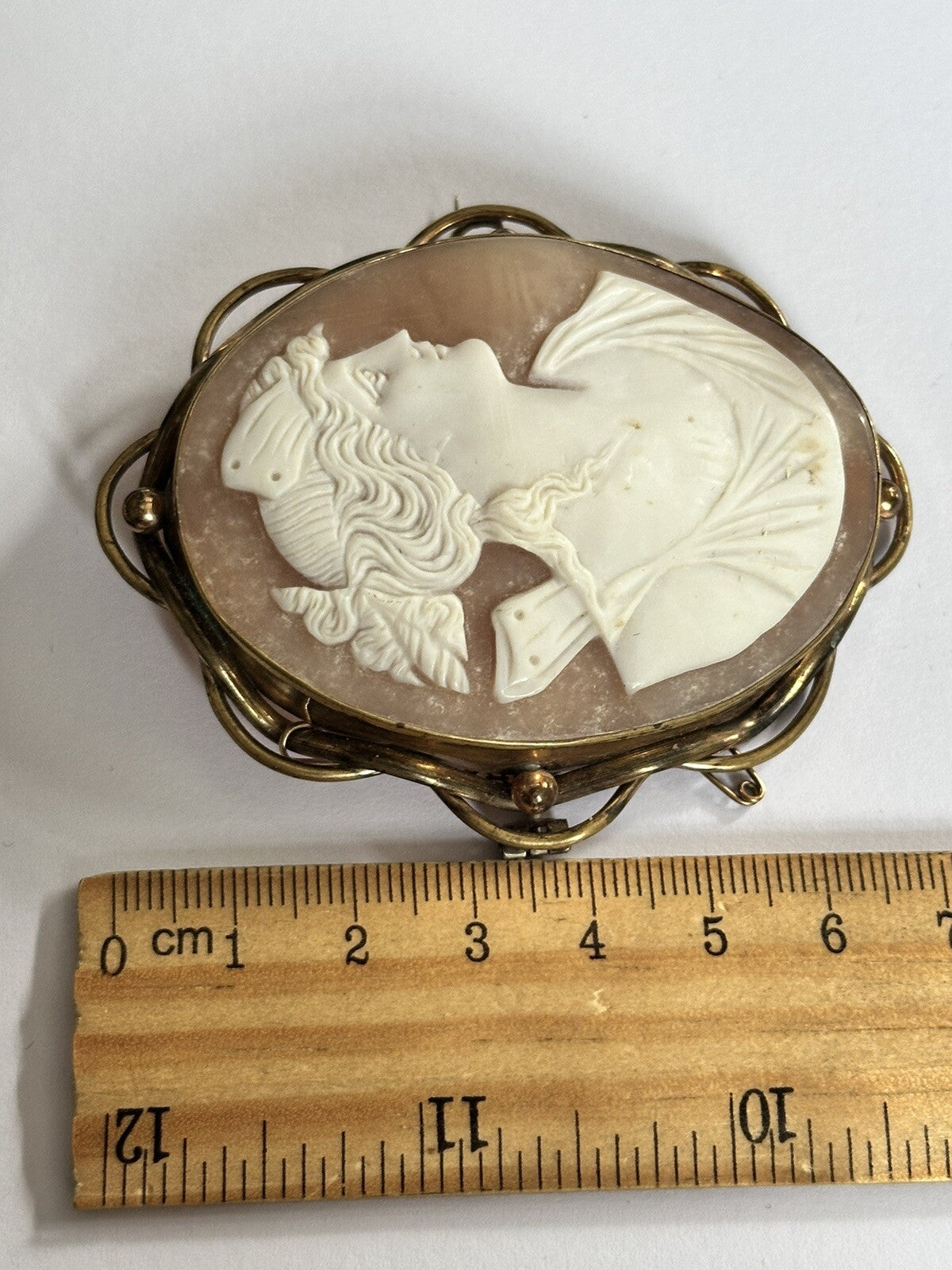 Antique Large Pinchbeck Shell Cameo Of Diana