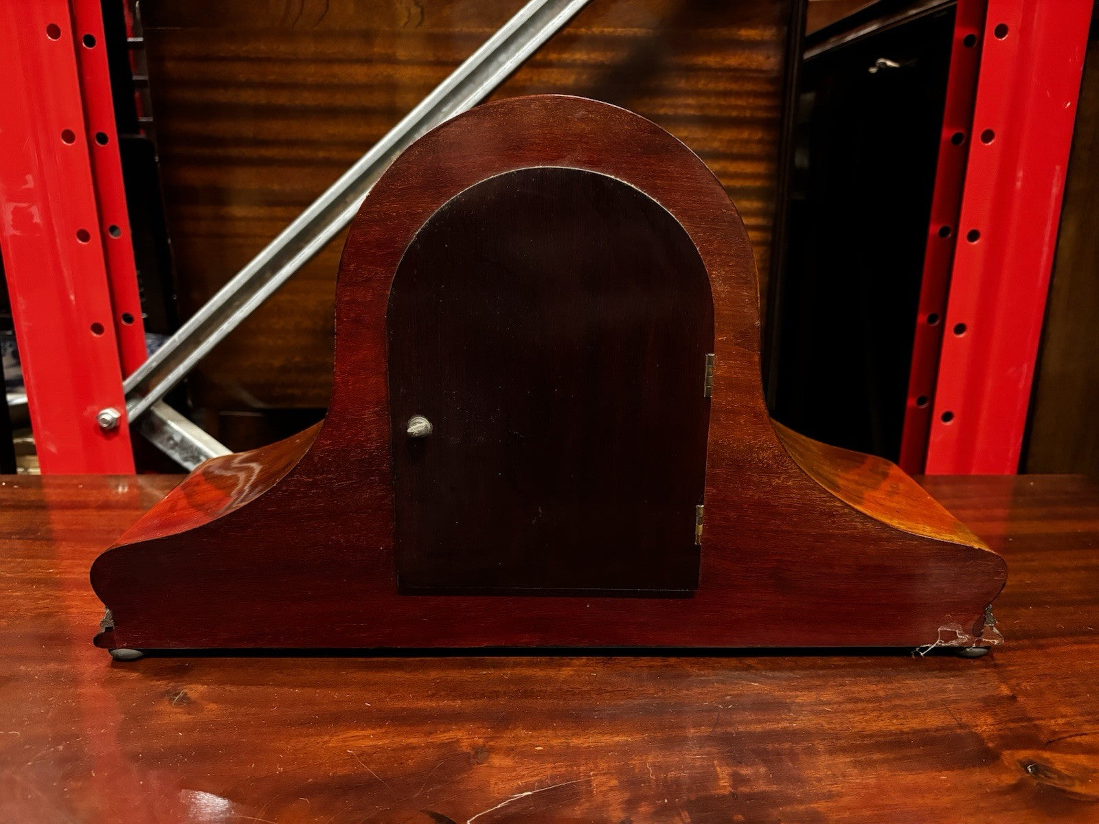 Art Deco Mahogany Chiming Mantle Clock.