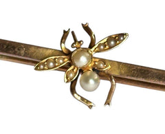 Antique Victorian 12ct Gold Bug Seed Pearl Bar Brooch