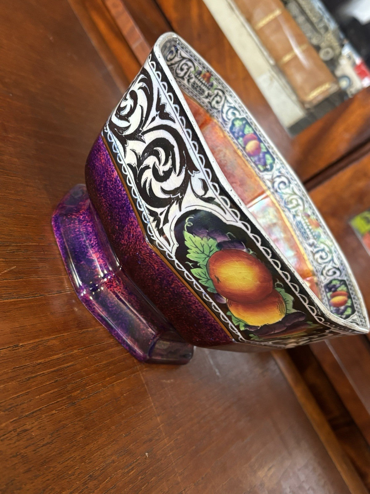 Art Deco Lustre Ware Fruit Bowl Decorated With Fruit