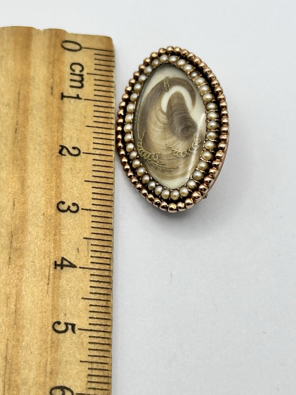 Antique Victorian Georgian 14ct Gold Seed Pearl Mourning Brooch