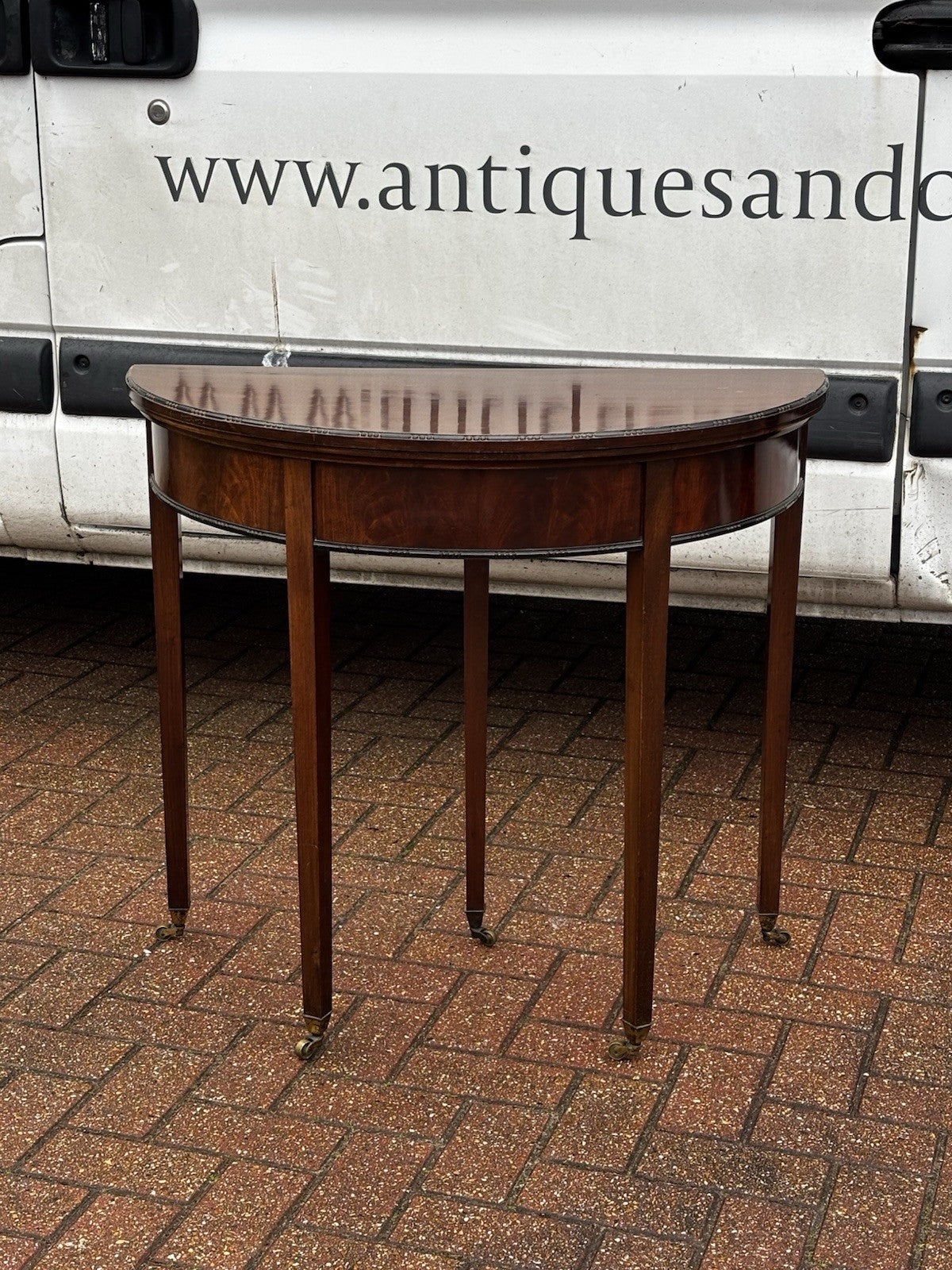 Antique Mahogany Games /  Console Table With Fold Over Lid And Compartment