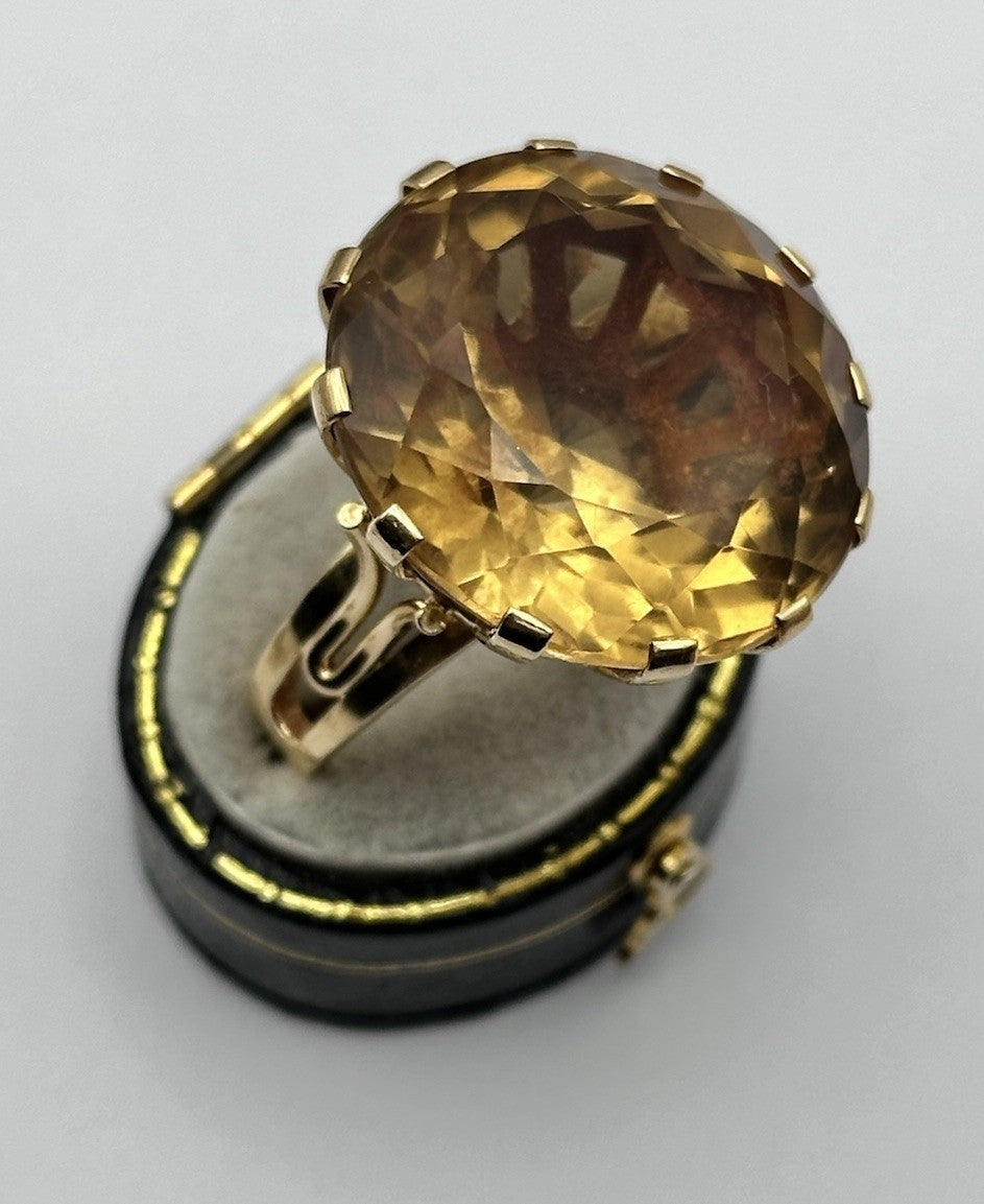 Antique French 18ct Gold Citrine Statement Ring 21.25g