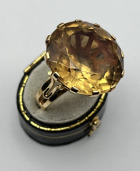 Antique French 18ct Gold Citrine Statement Ring 21.25g
