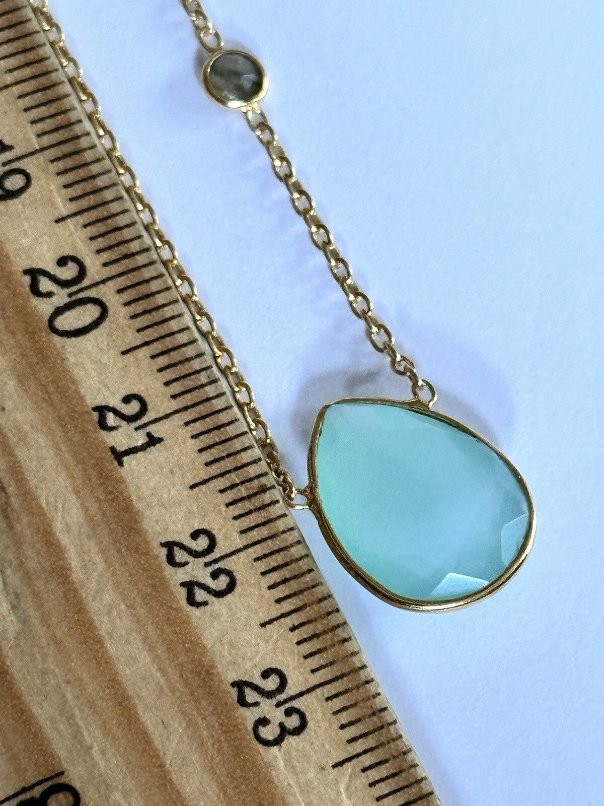 18k Gold Vermeil Plated On 925 Silver Chalcedony And Labradorite Necklace
