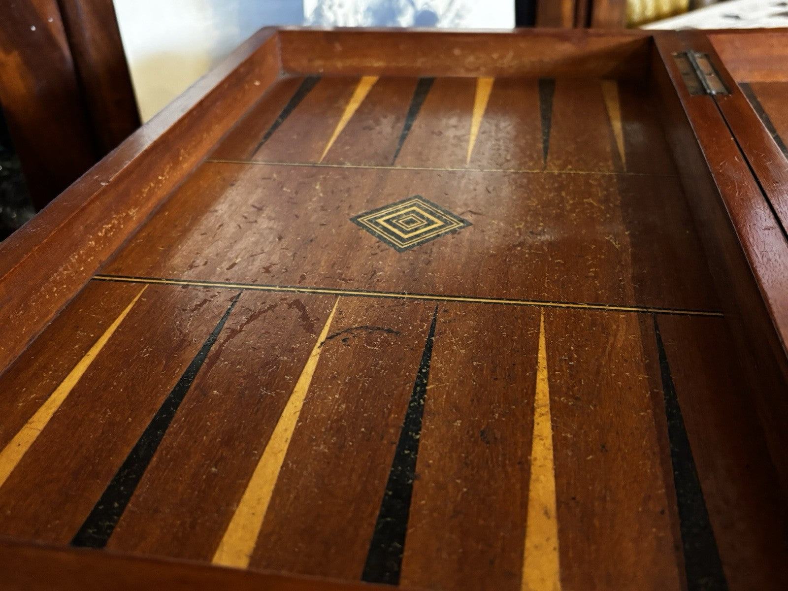 Antique Mahogany Chess & Backgammon