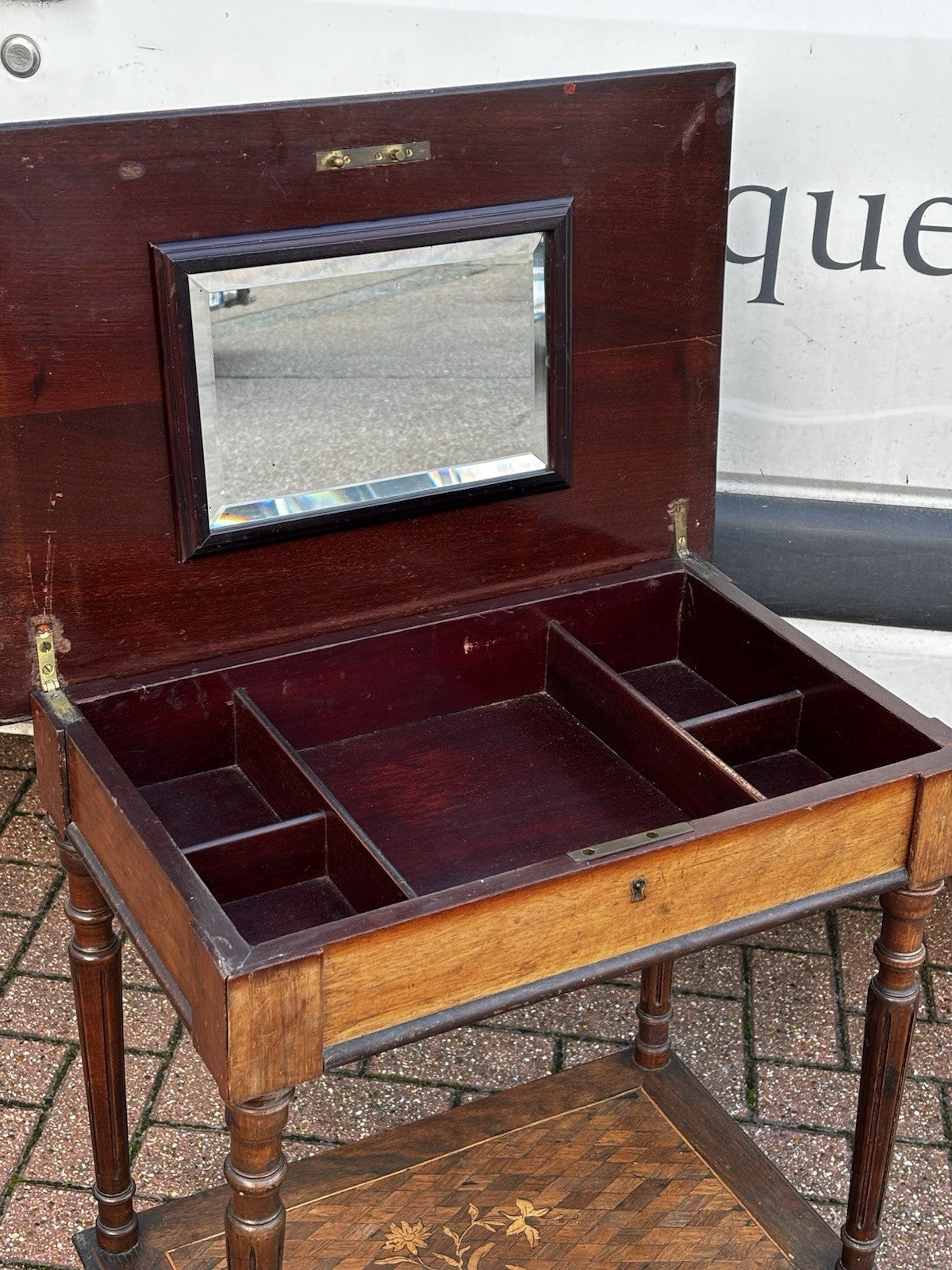 Antique Marquetry Dressing Jewellery Table