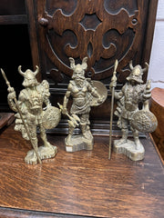 3 Solid Brass Viking Figures. Highly Detailed.