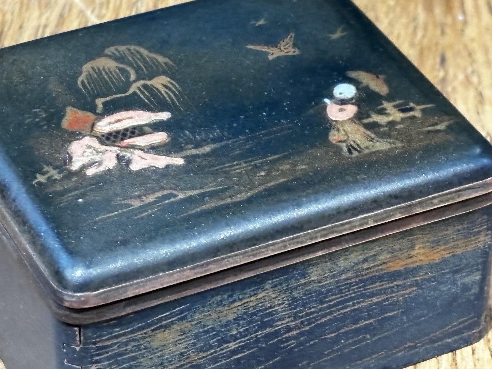 Antique Japanese Trinket Box And Pin Tray